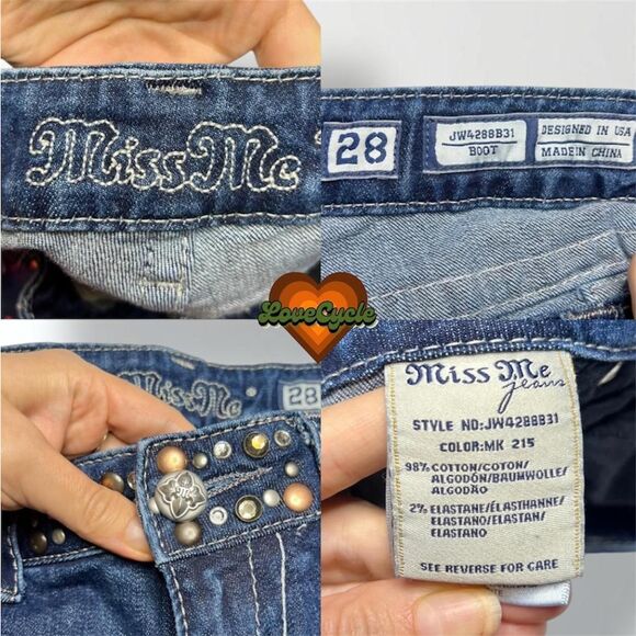 Women's Miss Me Y2K Embellished Bootcut Denim Jeans – Size 28 - Picture 5 of 5